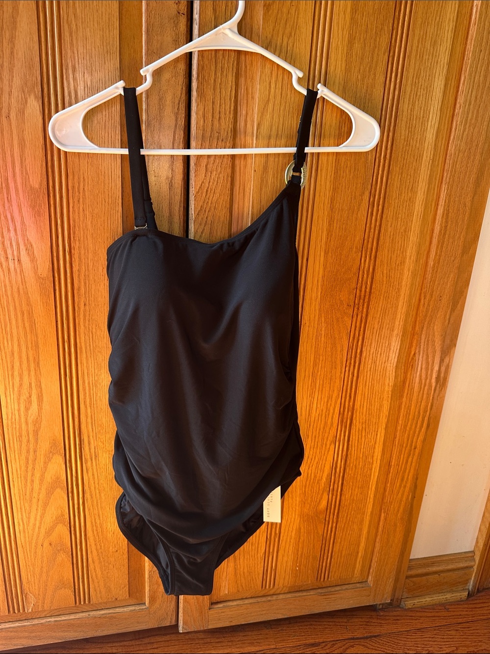 Black One-Shoulder Ruching Swim One-Piece